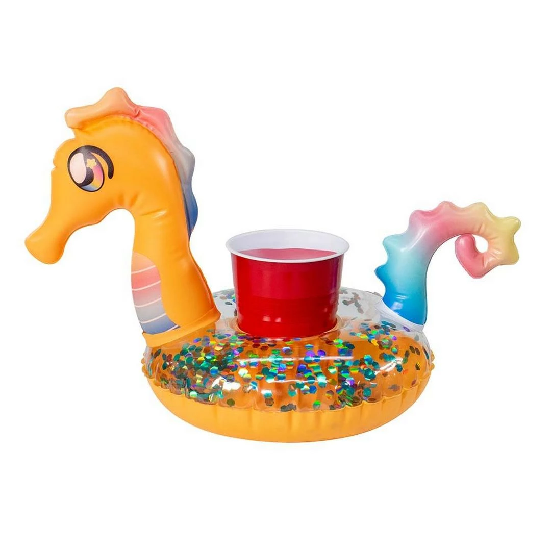 Pool Candy - Glitter Seahorse Pool Tube With Drink Float 4 Pool Candy - Glitter Seahorse Pool Tube With Drink Float - Image 2