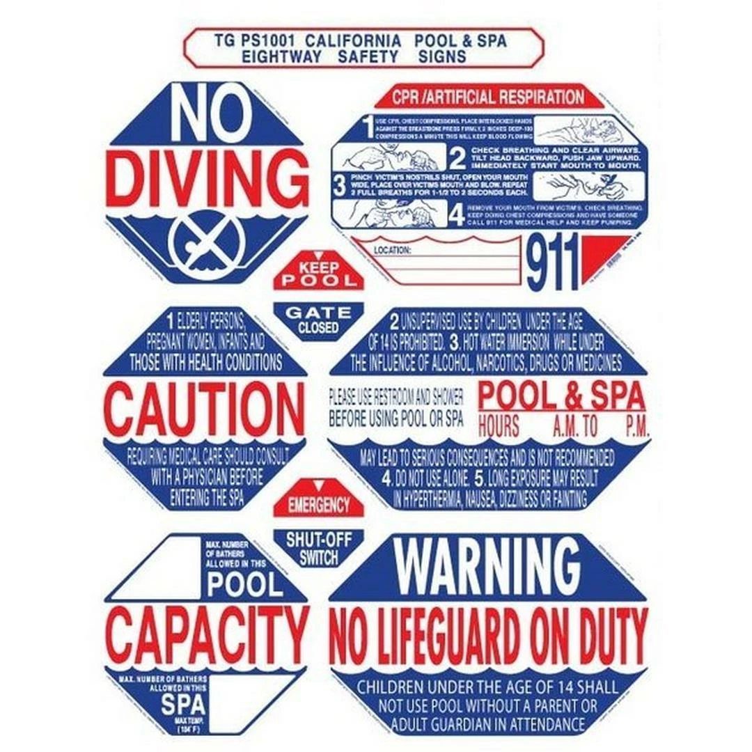 Traffic Graphix - TGPS1001 40" X 48" 8-in-1 California Pool & Spa Sign 3 Traffic Graphix - TGPS1001 40" X 48" 8-in-1 California Pool & Spa Sign